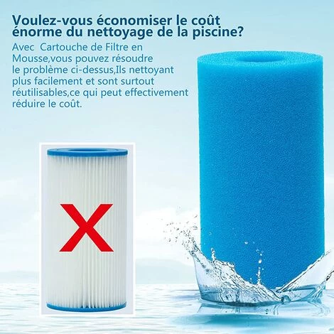 ALMI Éponge Filtrante Type A,Mousse Pour Filtre Piscine Réutilisables Et Lavables Filtre En Mousse Pour Intex Type A,Spa, Piscine(8) 5 ALMI Éponge Filtrante Type A,Mousse Pour Filtre Piscine Réutilisables Et Lavables Filtre En Mousse Pour Intex Type A,Spa, Piscine(8) – Image 3