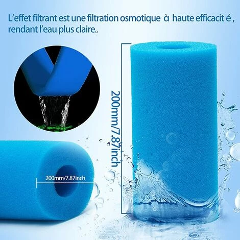 ALMI Éponge Filtrante Type A,Mousse Pour Filtre Piscine Réutilisables Et Lavables Filtre En Mousse Pour Intex Type A,Spa, Piscine(8) 7 ALMI Éponge Filtrante Type A,Mousse Pour Filtre Piscine Réutilisables Et Lavables Filtre En Mousse Pour Intex Type A,Spa, Piscine(8) – Image 5