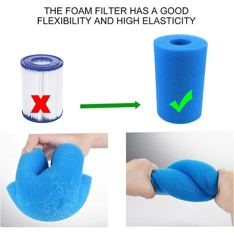 ALMI Filtre De Piscine En Mousse, 2 Pièces Éponge Filtrante Type A, Éponge En Mousse De Rechange Pour Filtre De Piscine, Filtre Piscine Lavable, Filtre Éponge Cartouche, Filtre Spa Reutilisable 7 ALMI Filtre De Piscine En Mousse, 2 Pièces Éponge Filtrante Type A, Éponge En Mousse De Rechange Pour Filtre De Piscine, Filtre Piscine Lavable, Filtre Éponge Cartouche, Filtre Spa Reutilisable – Image 5