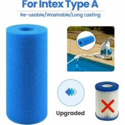 ALMI Filtre De Piscine En Mousse, Éponge Filtrante Type A, Éponge En Mousse De Rechange Pour Filtre De Piscine, Filtre Piscine Lavable, Filtre Éponge Cartouche, Filtre Spa Intex Reutilisable, 2 Pièces -Pièce détachée de piscine Soldes 55343932 4