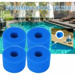 ALMI 4 Pièces Filtre Spa Éponge Filtrante Pour Type S1, Remplacement Lavable Pour Outil De Nettoyage De Cartouche De Cartouche De Papier Filtre De Type Intex S1, 7,3 X 10,8 X 10,8 Cm -Pièce détachée de piscine Soldes 55343938 5