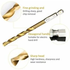 ALMI Foret Hélicoïdal En HSS 13Pcs Forets Hexagonaux En Acier Rapide Avec Revêtement En Titane 1,5 Mm - 6,5 Mm Pour Perçage Du Bois/Métal/Plastique -Pièce détachée de piscine Soldes 55344027 3