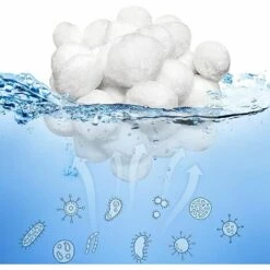 TANABATA Boules De Filtre De Piscine 700g Balles Filtrantes Alternative Pour 25 Kg De Sable, Filtrant Balles Média Filtre à Fibres Pour Piscine Filtres à Sable Filtrage De L'eau. -Pièce détachée de piscine Soldes 58510655 5