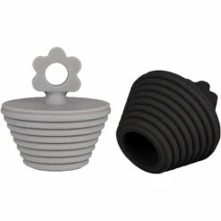 ALMI Bouchons Baignoire, 2 Pcs Bouchon Vidange Universel, Bouchon Vidange Silicone, Bouchon Vidange Cuisine, Pour Les Drains De Lavabo De Cuisine Et De Salle De Bain, Noir Et Gris