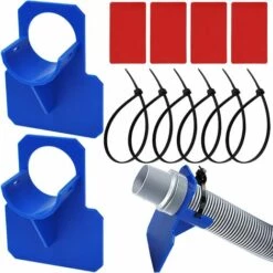 SLBRILLèRE 2Pcs Supports De Tuyau De Piscine En Plastique Support Pour Tuyau D'eau De Piscine Pour Piscine Hors Sol,avec 4 Colle Et 6 Serre-Câbles,Empêche Le Tuyau De Tomber Résistant Aux Ruptures(38mm)