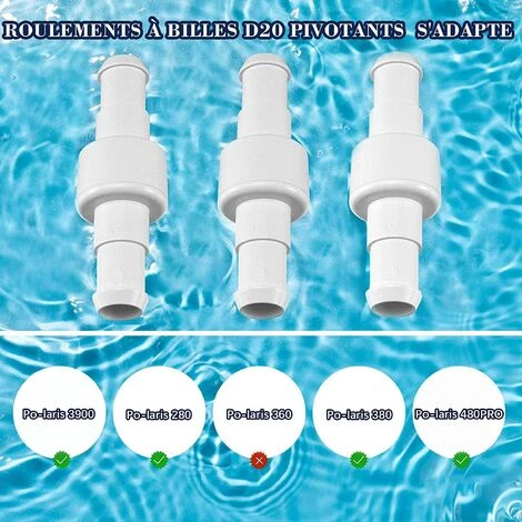 BF Lot De 3 Roulements à Billes Pivotants Pour Tuyau De Nettoyage De Piscine 280 3900 D20 D15 Blanc 6 BF Lot De 3 Roulements à Billes Pivotants Pour Tuyau De Nettoyage De Piscine 280 3900 D20 D15 Blanc – Image 4