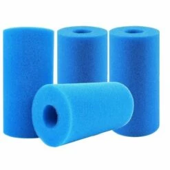 QERSTA 4 Pièces Éponge Filtrante,Filtre De Piscine,Mousse Pour Filtre Piscine,Éponge Filtrante,Filtre Éponge Cartouche Réutilisables Et Lavables,pour Spa, Piscine, Jacuzzi (Bleu,10 * 20cm)