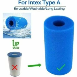 QERSTA 4 Pièces Éponge Filtrante,Filtre De Piscine,Mousse Pour Filtre Piscine,Éponge Filtrante,Filtre Éponge Cartouche Réutilisables Et Lavables,pour Spa, Piscine, Jacuzzi (Bleu,10 * 20cm) -Pièce détachée de piscine Soldes 67645876 4