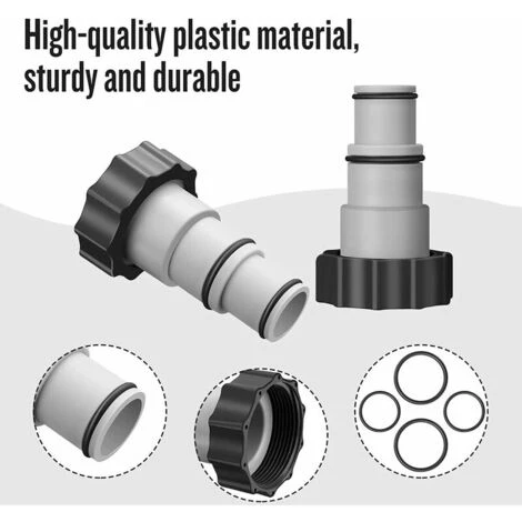 FLYME Adaptateur De Tuyau De Rechange Intex Pour Pompe Avec Filetage - Pour Tuyau De 1,5 Et 1,25" - Gris Lot De 2 Betterlife 4 FLYME Adaptateur De Tuyau De Rechange Intex Pour Pompe Avec Filetage - Pour Tuyau De 1,5 Et 1,25" - Gris Lot De 2 Betterlife – Image 2
